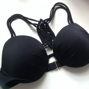 Victoria's Secret Black Crochet Back Bikini Top